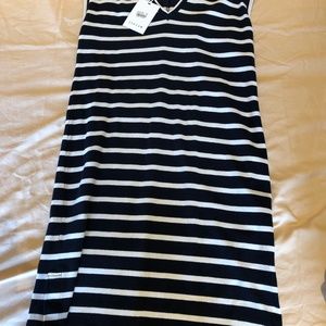 Jigsaw V Neck Breton T Shirt Dress Navy Striped Small